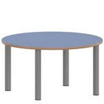 Rundtisch 100 cm ZALOTTI mit Linoleum, Stahlrohrbeine Ø 60 mm, Stellfuß - TIX6RUX10KL3