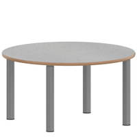 Rundtisch 100 cm ZALOTTI mit Linoleum, Stahlrohrbeine Ø 60 mm, Stellfuß