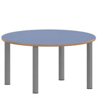 Rundtisch 100 cm ZALOTTI mit Linoleum, Stahlrohrbeine Ø 60 mm, Stellfuß – Bild 4