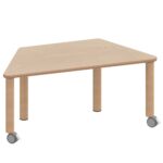 Trapeztisch ZALOTTI mit Schichtstoff, Massivholzbeine Ø 60 mm, fahrbar - TIX6TT1263H2