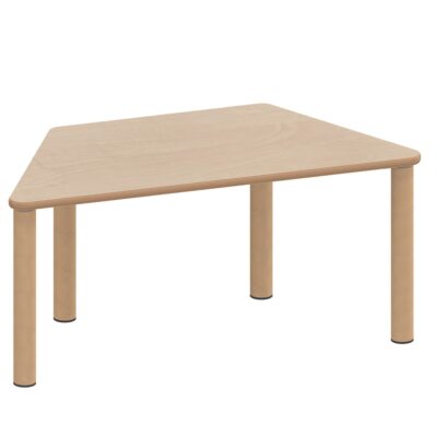 Trapeztisch ZALOTTI mit Schichtstoff, Massivholzbeine Ø 60 mm, Stellfuß