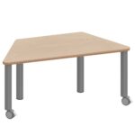 Trapeztisch ZALOTTI mit Schichtstoff, Stahlrohrbeine Ø 60 mm, fahrbar - TIX6TT126KH5