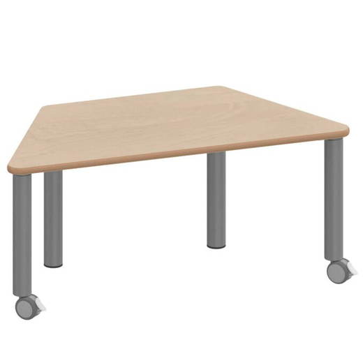 TIX6TT126KH5 Trapeztisch ZALOTTI mit Schichtstoff, Stahlrohrbeine Ø 60 mm, fahrbar - TIX6TT126KH5