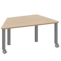 Trapeztisch ZALOTTI mit Schichtstoff, Stahlrohrbeine Ø 60 mm, fahrbar