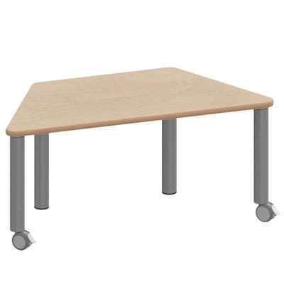 Trapeztisch ZALOTTI mit Schichtstoff, Stahlrohrbeine Ø 60 mm, fahrbar