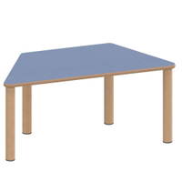 Trapeztisch ZALOTTI mit Linoleum, Massivholzbeine Ø 60 mm, Stellfuß – Bild 3