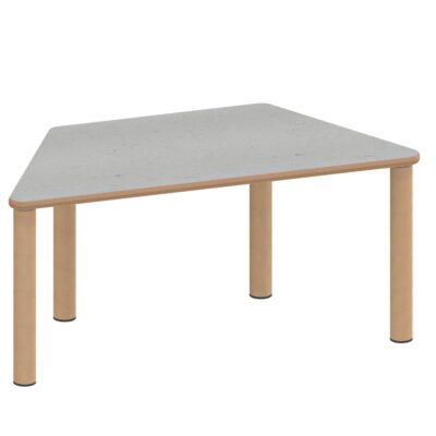 Trapeztisch ZALOTTI mit Linoleum, Massivholzbeine Ø 60 mm, Stellfuß