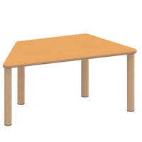 Trapeztisch ZALOTTI mit Linoleum, Massivholzbeine Ø 60 mm, Stellfuß – Bild 4