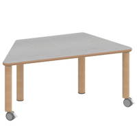 Trapeztisch ZALOTTI mit Linoleum, Massivholzbeine Ø 60 mm, fahrbar – Bild 2