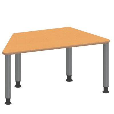 Trapeztisch ZALOTTI mit Linoleum, Stahlrohrbeine Ø 60 mm, höhenverstellbar