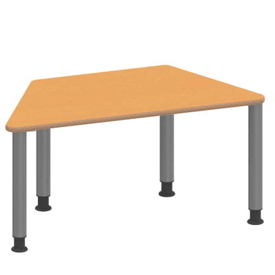 Trapeztisch ZALOTTI mit Linoleum, Stahlrohrbeine Ø 60 mm, höhenverstellbar
