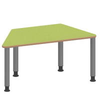 Trapeztisch ZALOTTI mit Linoleum, Stahlrohrbeine Ø 60 mm, höhenverstellbar – Bild 2