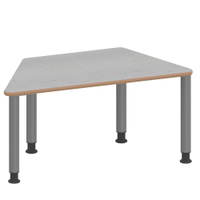 Trapeztisch ZALOTTI mit Linoleum, Stahlrohrbeine Ø 60 mm, höhenverstellbar – Bild 4