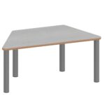 Trapeztisch ZALOTTI mit Linoleum, Stahlrohrbeine Ø 60 mm, Stellfuß - TIX6TT1476L3 3