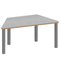 Trapeztisch ZALOTTI mit Linoleum, Stahlrohrbeine Ø 60 mm, Stellfuß – Bild 4