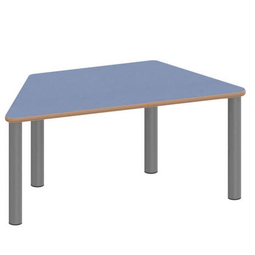 TIX6TT1476L3 Trapeztisch ZALOTTI mit Linoleum, Stahlrohrbeine Ø 60 mm, Stellfuß - TIX6TT1476L3