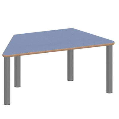 Trapeztisch ZALOTTI mit Linoleum, Stahlrohrbeine Ø 60 mm, Stellfuß