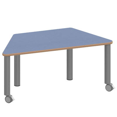 Trapeztisch ZALOTTI mit Linoleum, Stahlrohrbeine Ø 60 mm, fahrbar