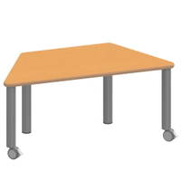 Trapeztisch ZALOTTI mit Linoleum, Stahlrohrbeine Ø 60 mm, fahrbar – Bild 5