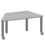 Trapeztisch ZALOTTI mit Linoleum, Stahlrohrbeine Ø 60 mm, fahrbar - TIX6TT1476L5 3