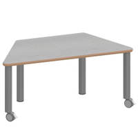 Trapeztisch ZALOTTI mit Linoleum, Stahlrohrbeine Ø 60 mm, fahrbar – Bild 4