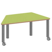 Trapeztisch ZALOTTI mit Linoleum, Stahlrohrbeine Ø 60 mm, fahrbar – Bild 6