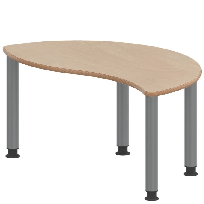 TIX6WH1260H4 Halbrund-Wellentisch ZALOTTI mit Schichtstoff, Stahlrohrbeine Ø 60 mm, höhenverstellbar