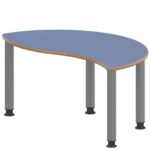 Halbrund-Wellentisch ZALOTTI mit Linoleum, Stahlrohrbeine Ø 60 mm, höhenverstellbar - TIX6WH1260L4