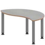 Halbrund-Wellentisch ZALOTTI mit Linoleum, Stahlrohrbeine Ø 60 mm, höhenverstellbar - TIX6WH1260L4 2