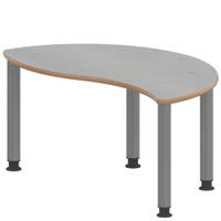 Halbrund-Wellentisch ZALOTTI mit Linoleum, Stahlrohrbeine Ø 60 mm, höhenverstellbar – Bild 2