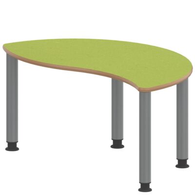 Halbrund-Wellentisch ZALOTTI mit Linoleum, Stahlrohrbeine Ø 60 mm, höhenverstellbar