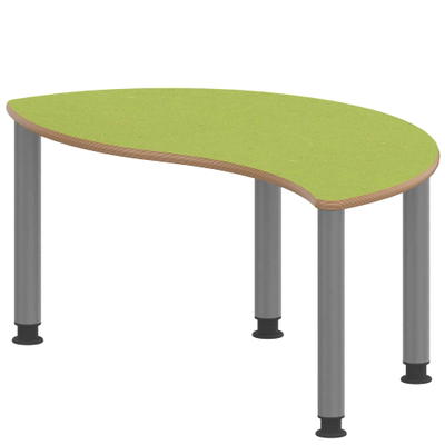 Halbrund-Wellentisch ZALOTTI mit Linoleum, Stahlrohrbeine Ø 60 mm, höhenverstellbar
