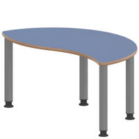 Halbrund-Wellentisch ZALOTTI mit Linoleum, Stahlrohrbeine Ø 60 mm, höhenverstellbar – Bild 4
