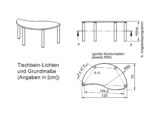Halbrund-Wellentisch ZALOTTI mit Schichtstoff, Massivholzbeine Ø 60 mm, fahrbar - TIX6WH1266H1 1