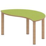 Halbrund-Wellentisch ZALOTTI mit Linoleum, Massivholzbeine Ø 60 mm, Stellfuß - TIX6WH126KL1 1