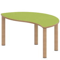 Halbrund-Wellentisch ZALOTTI mit Linoleum, Massivholzbeine Ø 60 mm, Stellfuß – Bild 3