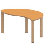 Halbrund-Wellentisch ZALOTTI mit Linoleum, Massivholzbeine Ø 60 mm, Stellfuß - TIX6WH126KL1