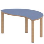 Halbrund-Wellentisch ZALOTTI mit Linoleum, Massivholzbeine Ø 60 mm, Stellfuß - TIX6WH126KL1 2