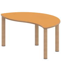 Halbrund-Wellentisch ZALOTTI mit Linoleum, Massivholzbeine Ø 60 mm, Stellfuß – Bild 4