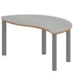 Halbrund-Wellentisch ZALOTTI mit Linoleum, Stahlrohrbeine Ø 60 mm, Stellfuß - TIX6WH126KL3