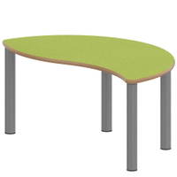 Halbrund-Wellentisch ZALOTTI mit Linoleum, Stahlrohrbeine Ø 60 mm, Stellfuß – Bild 2