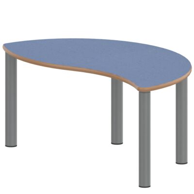 Halbrund-Wellentisch ZALOTTI mit Linoleum, Stahlrohrbeine Ø 60 mm, Stellfuß