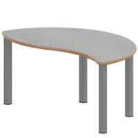 Halbrund-Wellentisch ZALOTTI mit Linoleum, Stahlrohrbeine Ø 60 mm, Stellfuß – Bild 4