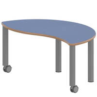 Halbrund-Wellentisch ZALOTTI mit Linoleum, Stahlrohrbeine Ø 60 mm, fahrbar – Bild 3