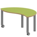 Halbrund-Wellentisch ZALOTTI mit Linoleum, Stahlrohrbeine Ø 60 mm, fahrbar - TIX6WH126KL5
