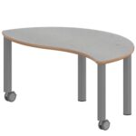 Halbrund-Wellentisch ZALOTTI mit Linoleum, Stahlrohrbeine Ø 60 mm, fahrbar - TIX6WH126KL5 3