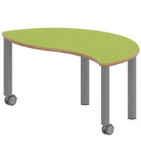 Halbrund-Wellentisch ZALOTTI mit Linoleum, Stahlrohrbeine Ø 60 mm, fahrbar – Bild 4