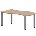 Wellen-Rechtecktisch ZALOTTI mit Schichtstoff, Stahlrohrbeine Ø 60 mm, höhenverstellbar - TIX6WR1260H4