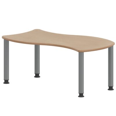 Wellen-Rechtecktisch ZALOTTI mit Schichtstoff, Stahlrohrbeine Ø 60 mm, höhenverstellbar