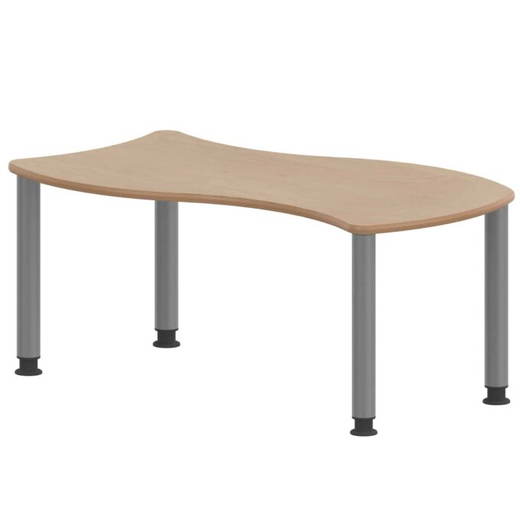 TIX6WR1260H4 Wellen-Rechtecktisch ZALOTTI mit Schichtstoff, Stahlrohrbeine Ø 60 mm, höhenverstellbar - TIX6WR1260H4